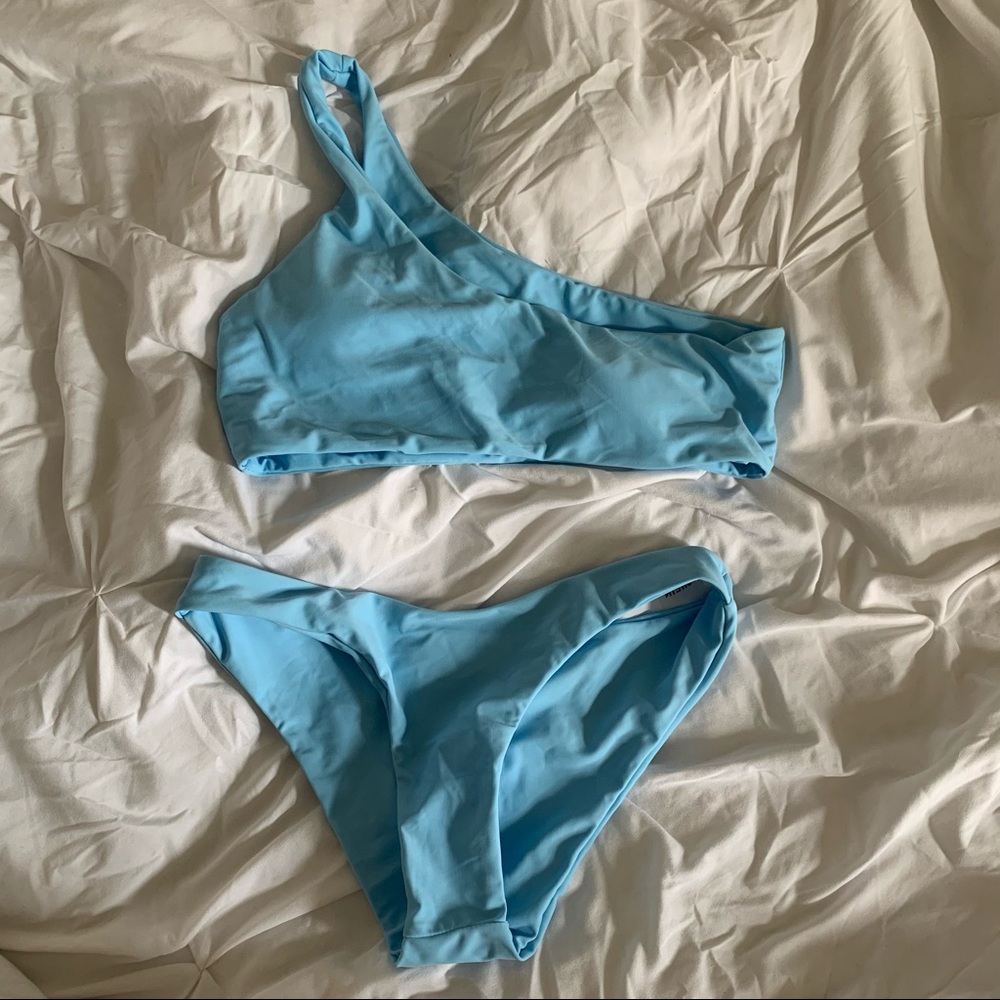 Light blue one strap bikini